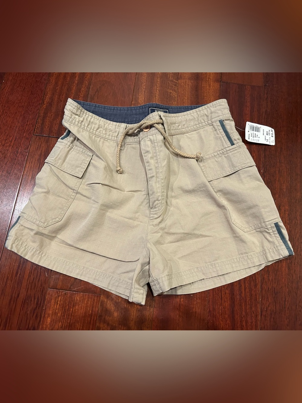 NWT Y2K Bass Girl’s Tan Cargo Drawstring Shorts School Uniform Khakis